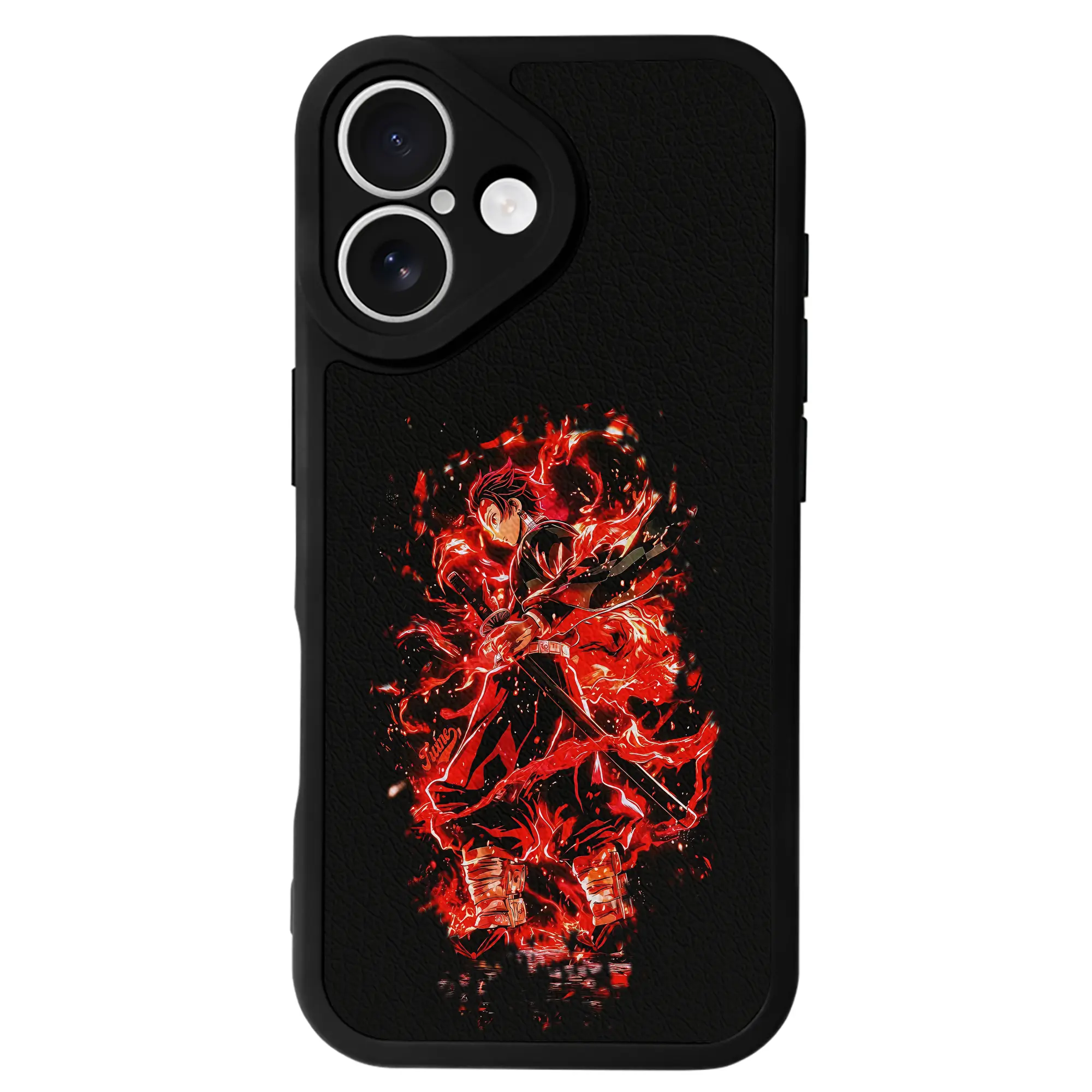 鬼滅の刃 グッズ,竈門 炭治郎 - IPhone 16シリーズ対応 ・ シリコンスマホケース ・ レザー調 ・ 高精度フィット ・ 耐衝撃 ・ ワイヤレス充電対応 ・ 精密カット